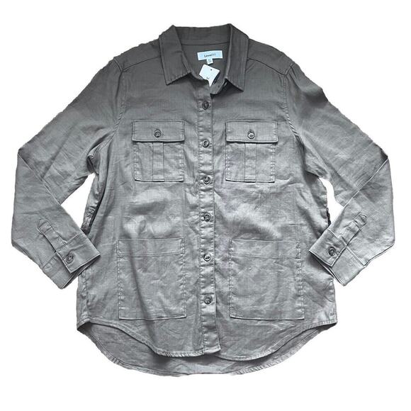 Level 99 Emme Belted Utility Jacket Womens Size XL Linen Blend Sandcastle NEW - Picture 2 of 7